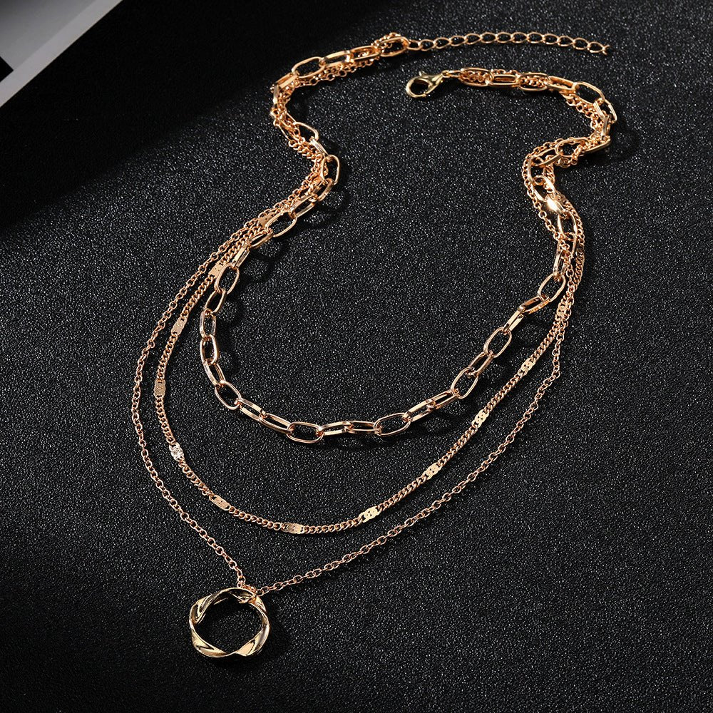 Thick Chain Round Pendant Necklace(MAC207) - Image 4