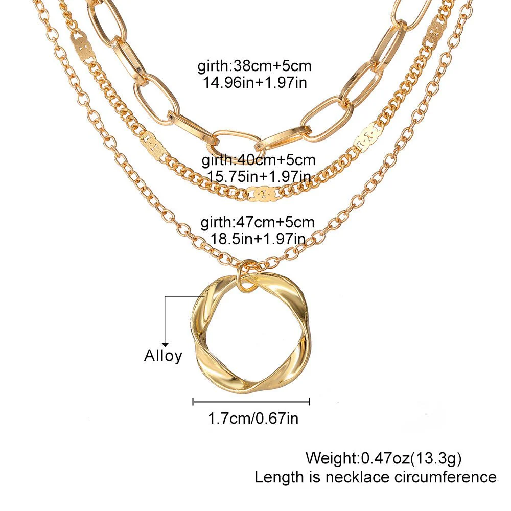 Thick Chain Round Pendant Necklace(MAC207) - Image 5