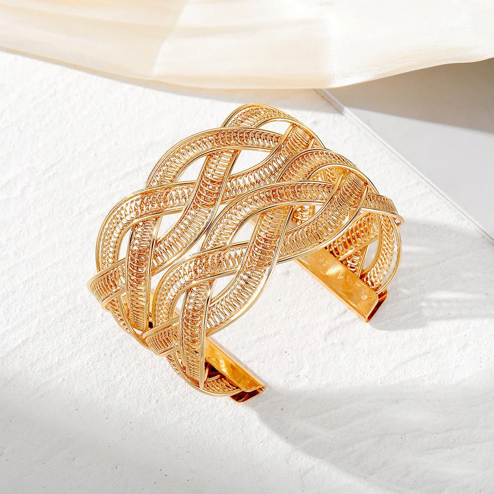 Adjustable Alloy Braided Mesh Wide Bracelet(MAC208) - Image 2
