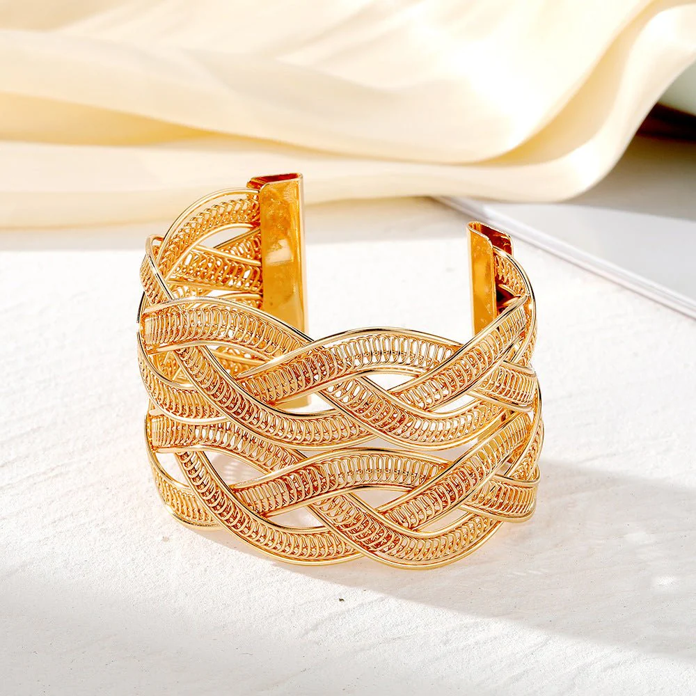 Adjustable Alloy Braided Mesh Wide Bracelet(MAC208) - Image 3