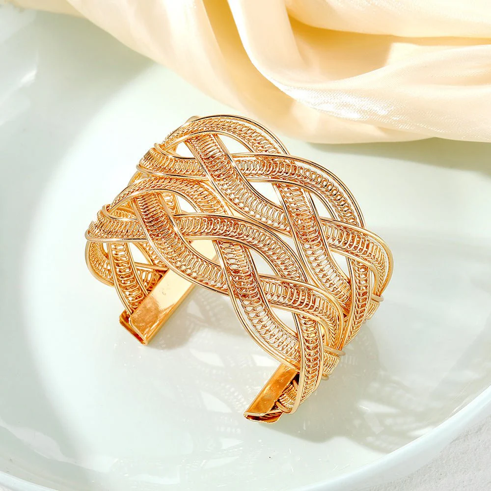 Adjustable Alloy Braided Mesh Wide Bracelet(MAC208) - Image 4