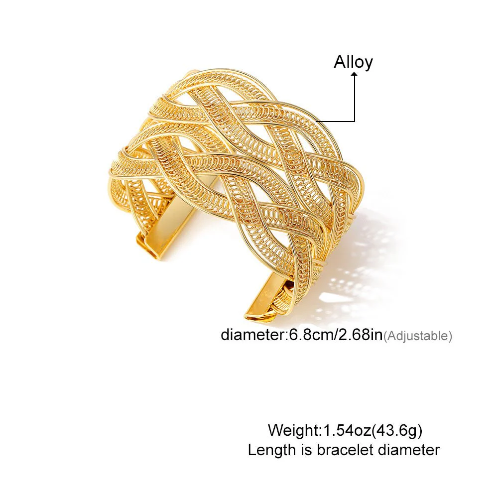 Adjustable Alloy Braided Mesh Wide Bracelet(MAC208) - Image 5