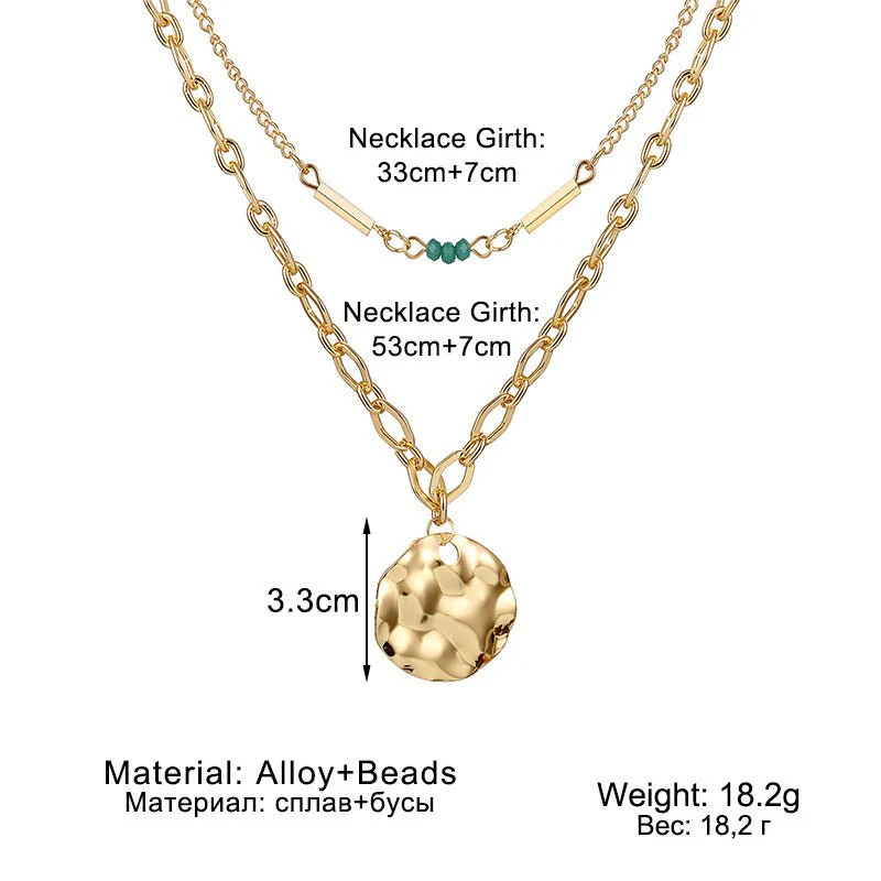 Vintage Double Layer Metal Disc Necklace(MAC211) - Image 5