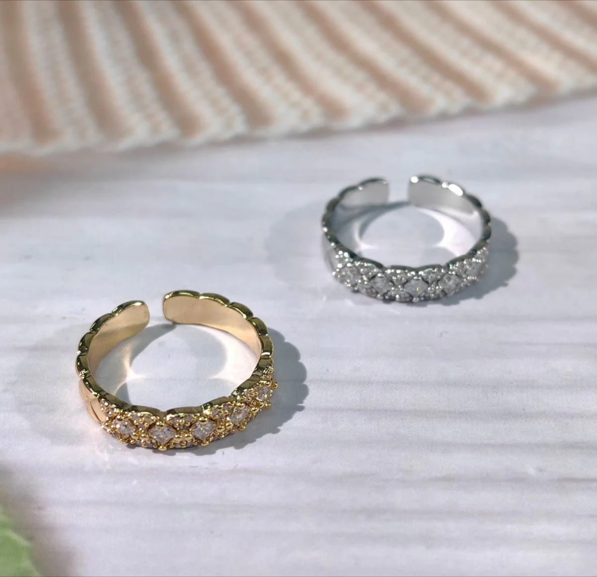 18K Gold Vacuum Plating: Brass With Zircon Open Ring(MAC213) - Image 2