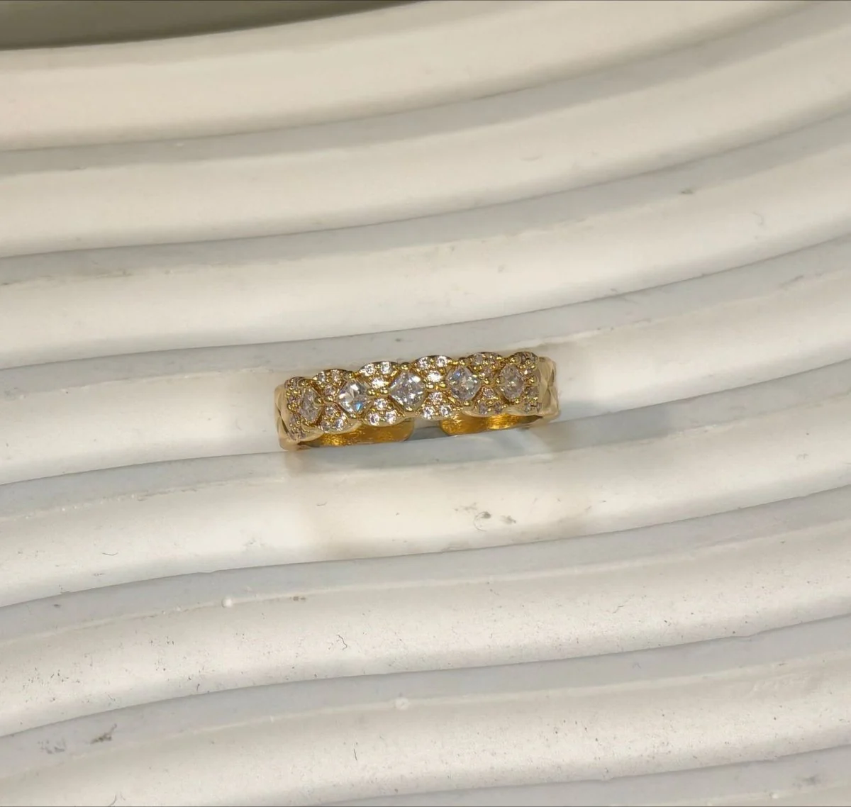 18K Gold Vacuum Plating: Brass With Zircon Open Ring(MAC213) - Image 3