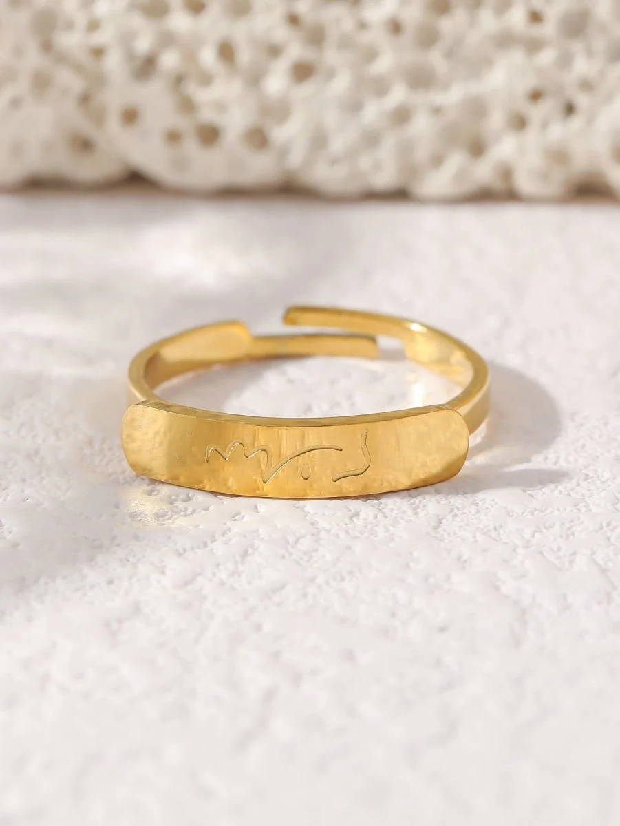 Simple engraved titanium steel ring with Arabic elements （With gift box）(MAC215) - Image 10