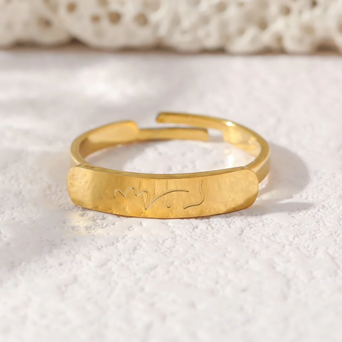 Simple engraved titanium steel ring with Arabic elements （With gift box）(MAC215) - Image 12