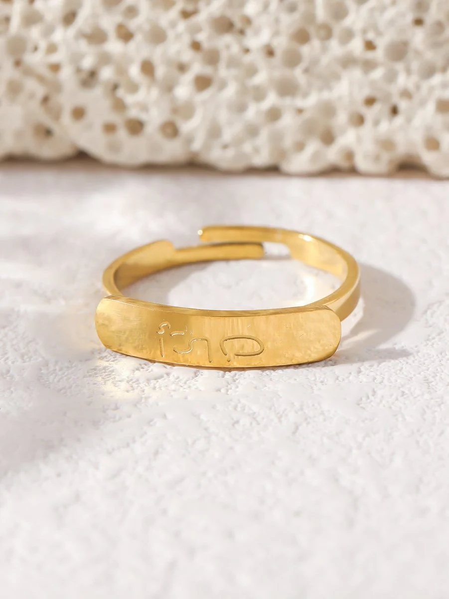 Simple engraved titanium steel ring with Arabic elements （With gift box）(MAC215) - Image 5