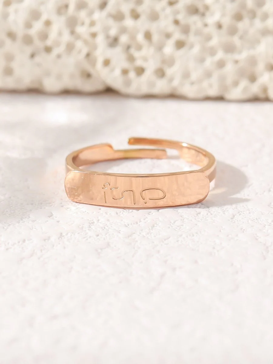 Simple engraved titanium steel ring with Arabic elements （With gift box）(MAC215) - Image 7