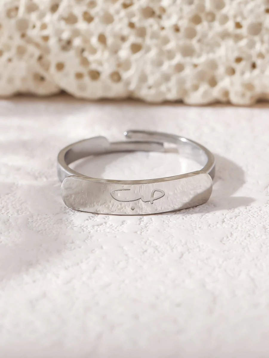 Simple engraved titanium steel ring with Arabic elements （With gift box）(MAC215) - Image 8