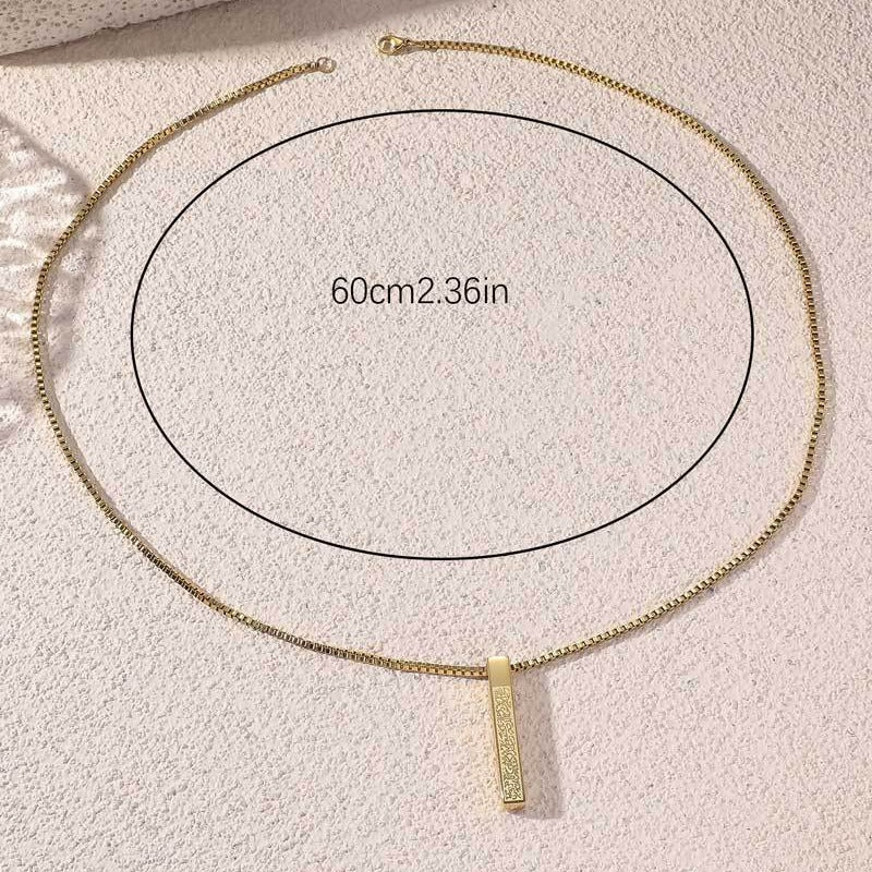 Titanium Steel High-Quality Square Pillar Engraved Necklace (With gift box)(MAC217) - Image 2