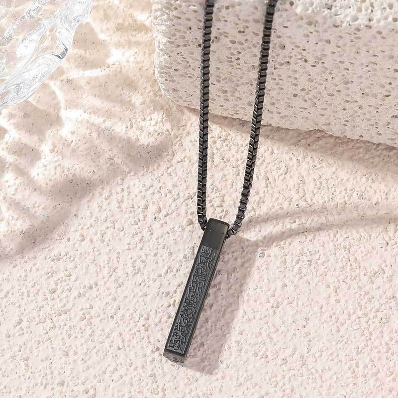 Titanium Steel High-Quality Square Pillar Engraved Necklace (With gift box)(MAC217) - Image 4