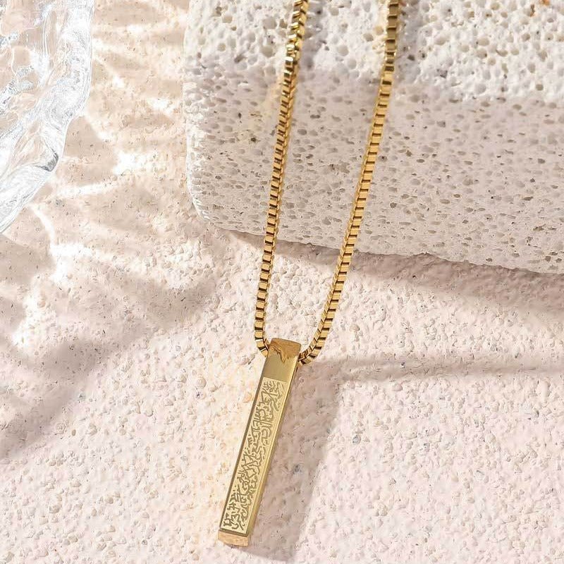 Titanium Steel High-Quality Square Pillar Engraved Necklace (With gift box)(MAC217) - Image 5