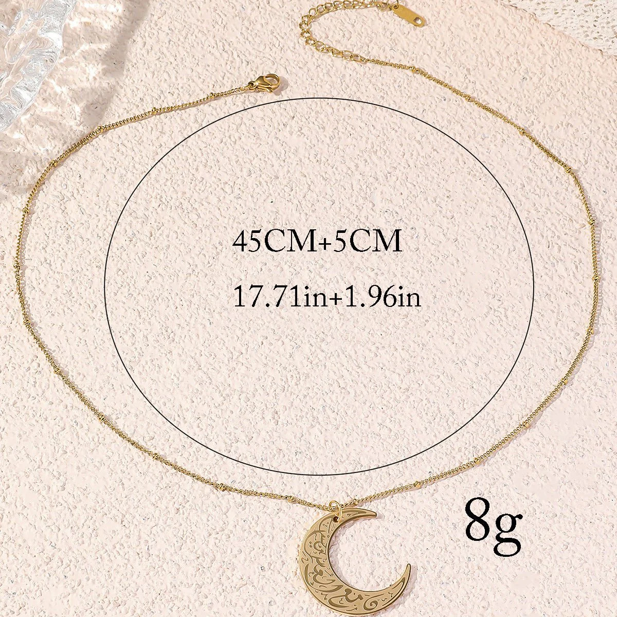 Simple Moon Titanium Steel Clavicle Chain Necklace (With gift box)(MAC218) - Image 2
