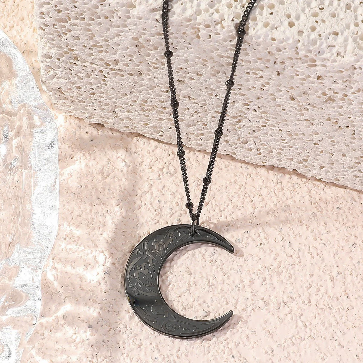 Simple Moon Titanium Steel Clavicle Chain Necklace (With gift box)(MAC218) - Image 5