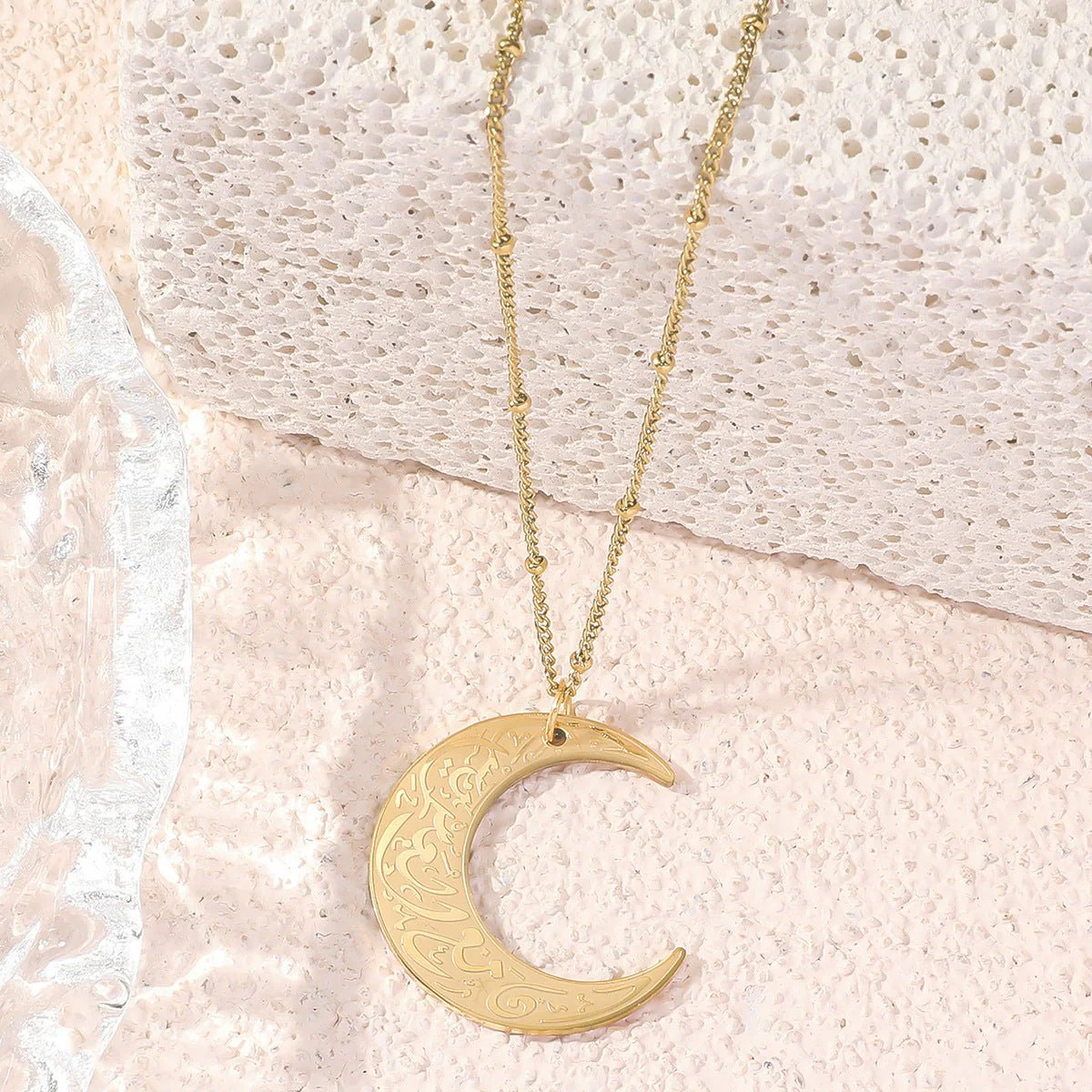 Simple Moon Titanium Steel Clavicle Chain Necklace (With gift box)(MAC218) - Image 6