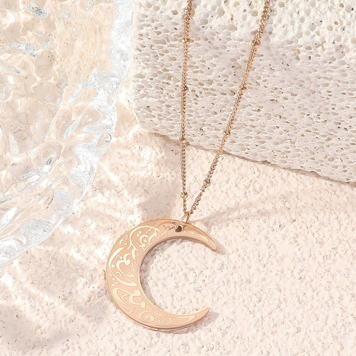 Simple Moon Titanium Steel Clavicle Chain Necklace (With gift box)(MAC218) - Image 7