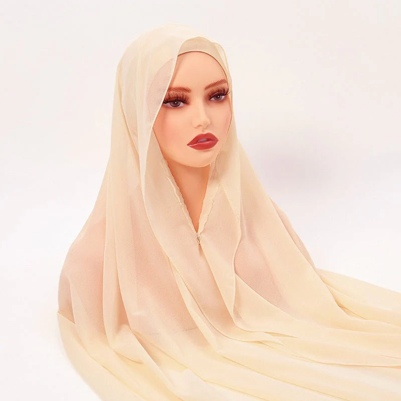 Magnetic Chiffon Instant Hijab | Easy-Wear Anti-Slip Square Scarf with Magnetic Closure (MH152) - Image 11