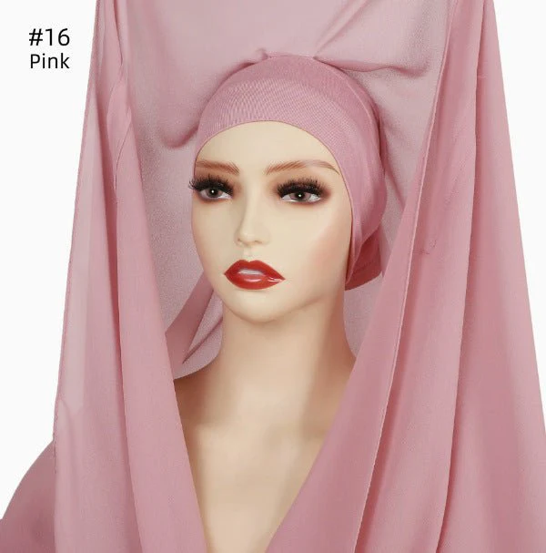 Magnetic Chiffon Instant Hijab | Easy-Wear Anti-Slip Square Scarf with Magnetic Closure (MH152) - Image 12