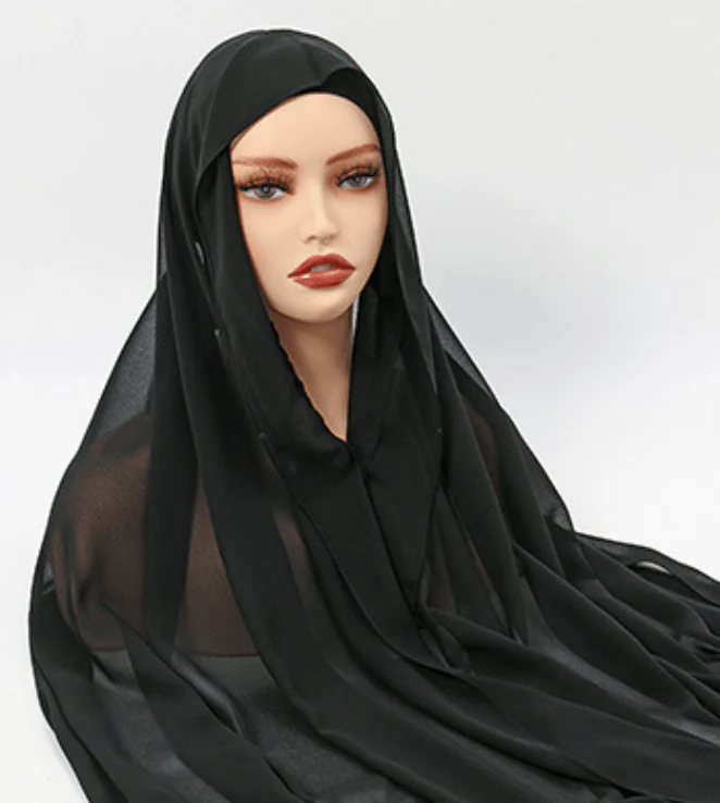 Magnetic Chiffon Instant Hijab | Easy-Wear Anti-Slip Square Scarf with Magnetic Closure (MH152) - Image 14