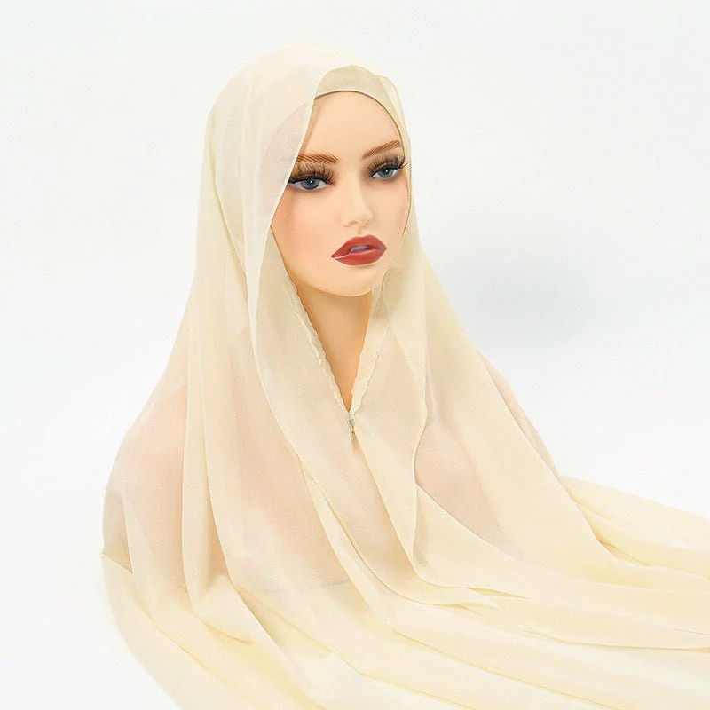 Magnetic Chiffon Instant Hijab | Easy-Wear Anti-Slip Square Scarf with Magnetic Closure (MH152) - Image 7
