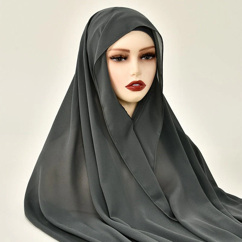 Magnetic Chiffon Instant Hijab | Easy-Wear Anti-Slip Square Scarf with Magnetic Closure (MH152) - Image 8