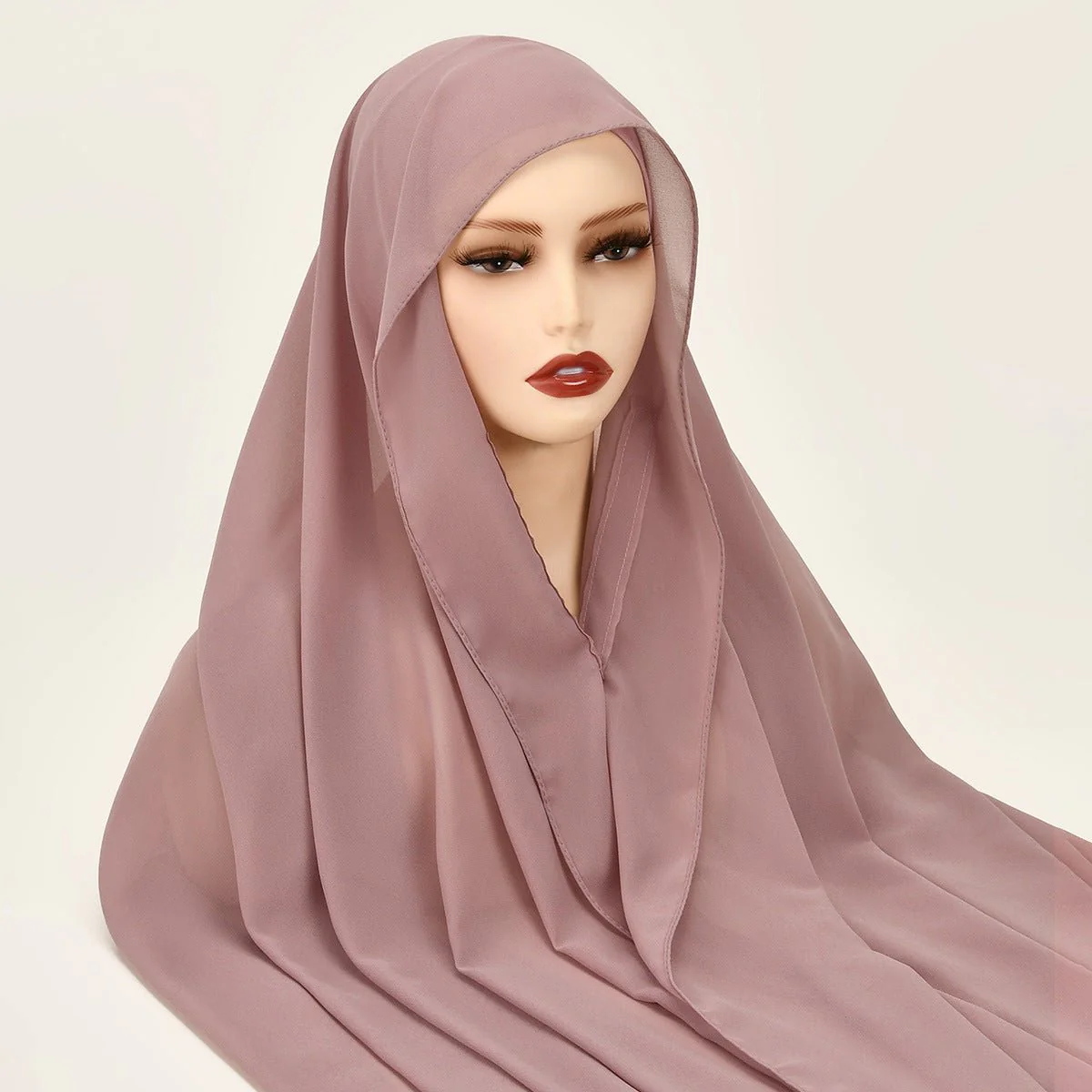 Magnetic Chiffon Instant Hijab | Easy-Wear Anti-Slip Square Scarf with Magnetic Closure (MH152) - Image 9