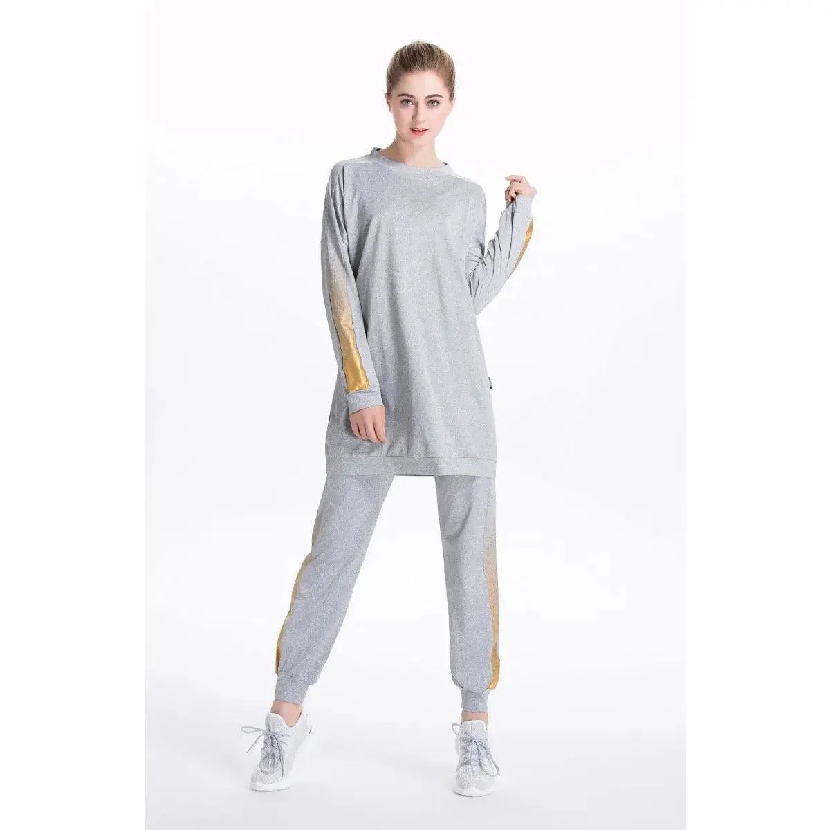 MB008 Women's Casual Two Piece Sweatsuit Set - Long Sleeve Crewneck and Joggers - Image 6