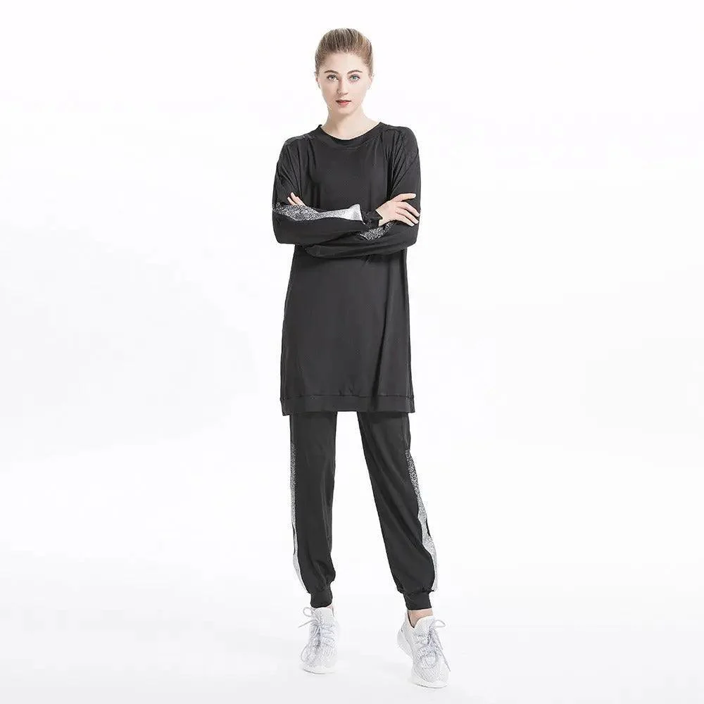 MB008 Women's Casual Two Piece Sweatsuit Set - Long Sleeve Crewneck and Joggers - Image 8