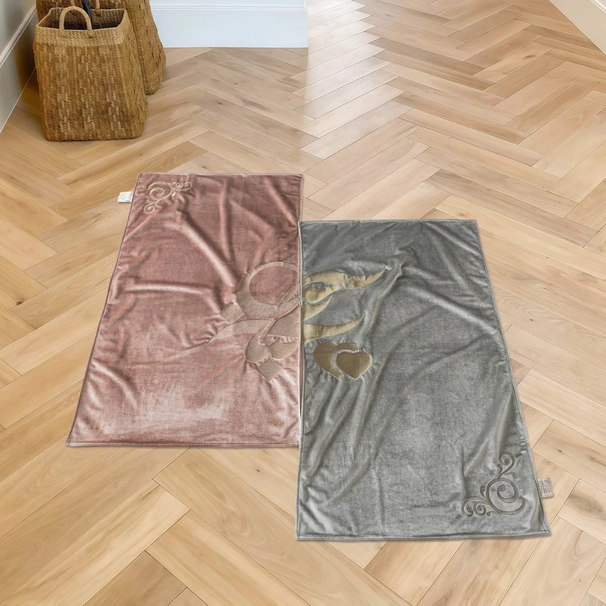 Meaningful Arabic Art German Velvet Couples Prayer Mat Set Interactive Pattern Prayer Mat (MR081) - Image 9