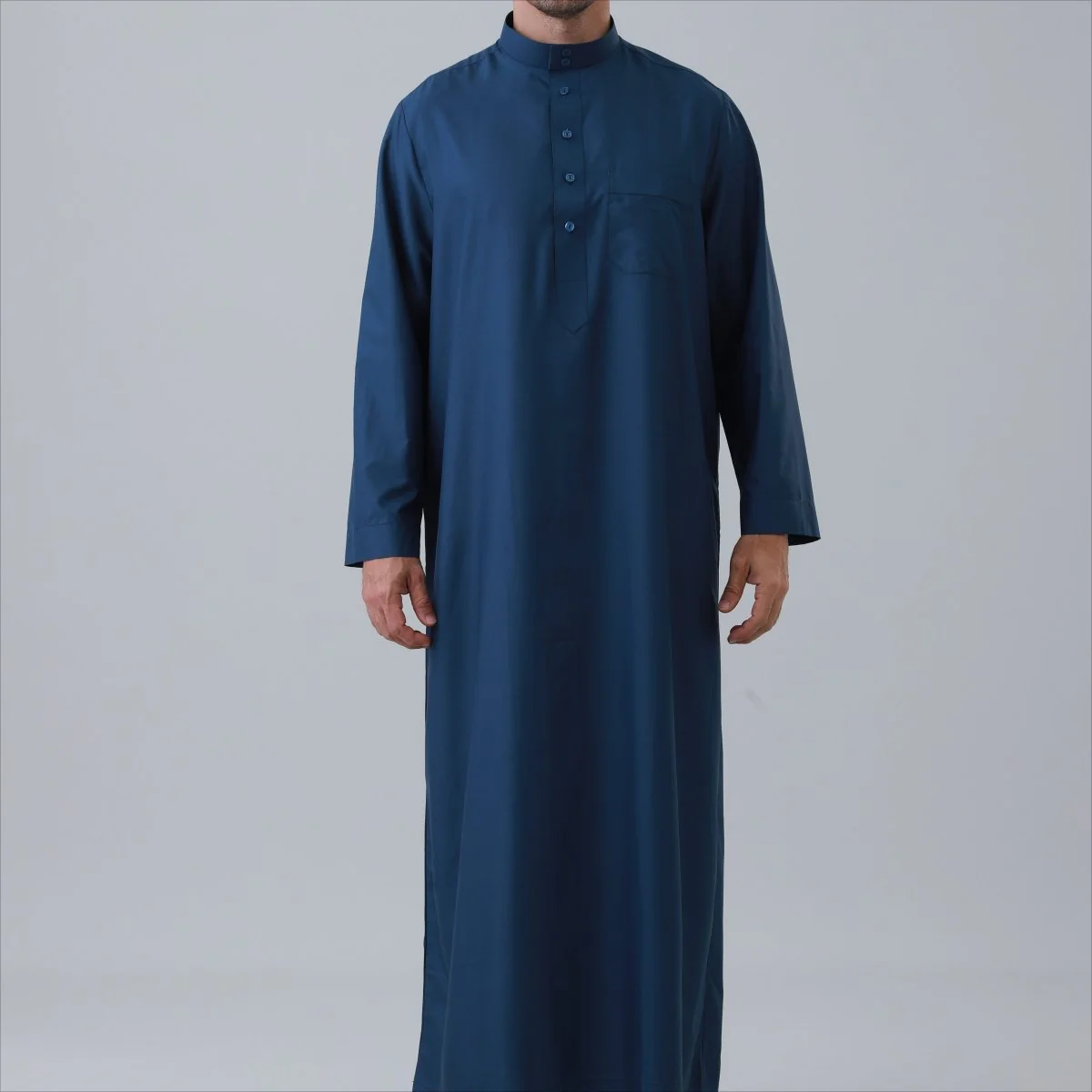 Men's Solid Color Thobe with Button Placket (MT036) - Image 13