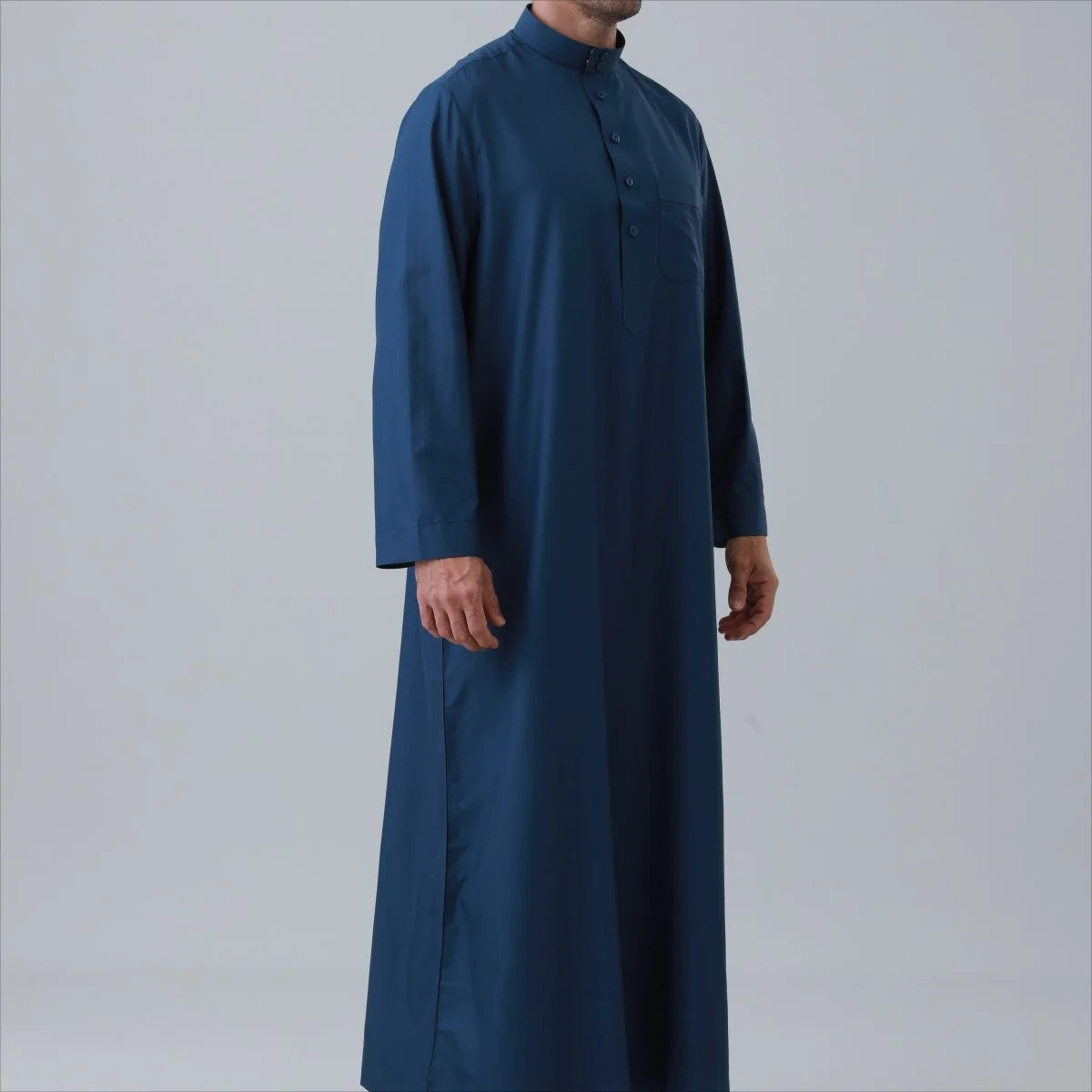 Men's Solid Color Thobe with Button Placket (MT036) - Image 14