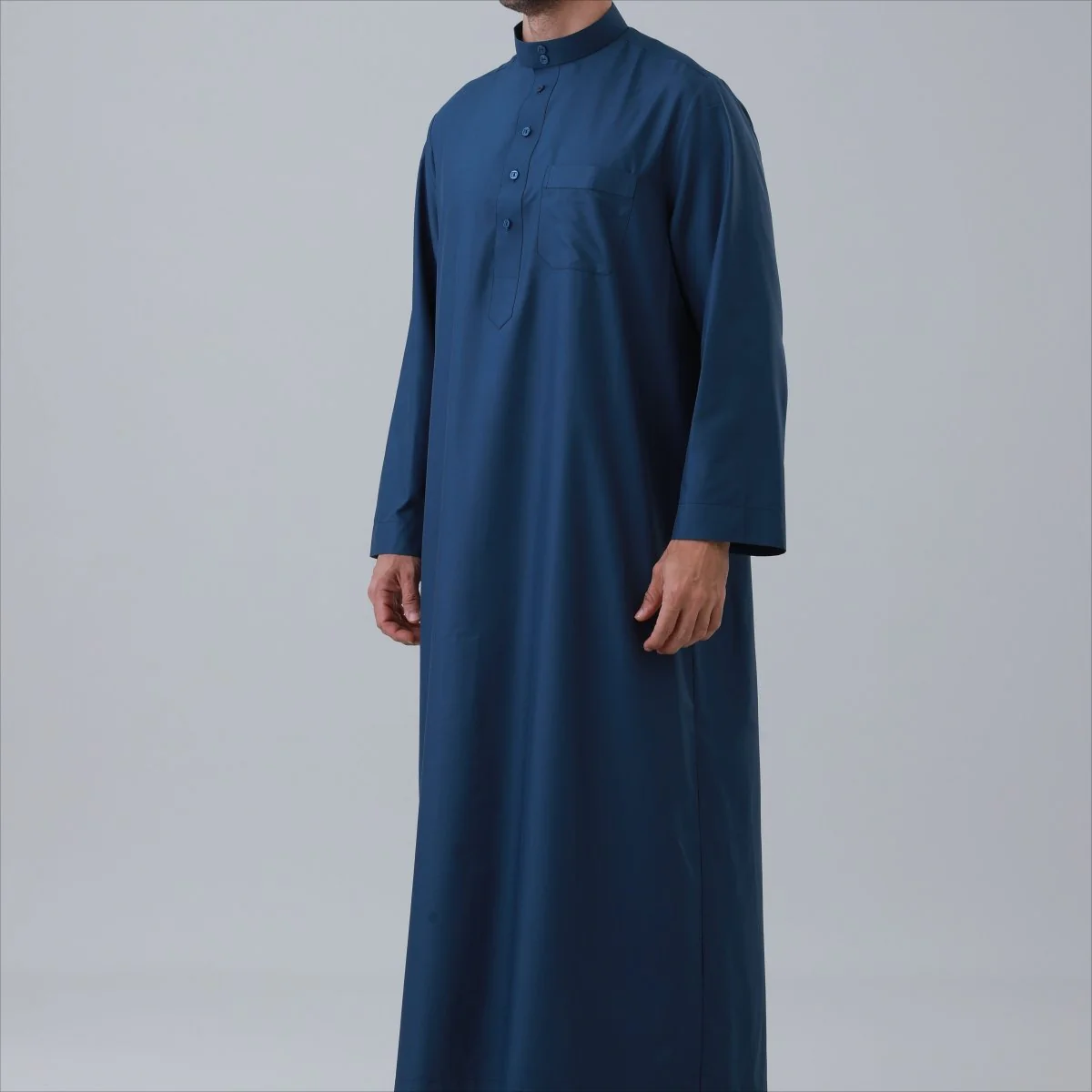 Men's Solid Color Thobe with Button Placket (MT036) - Image 15