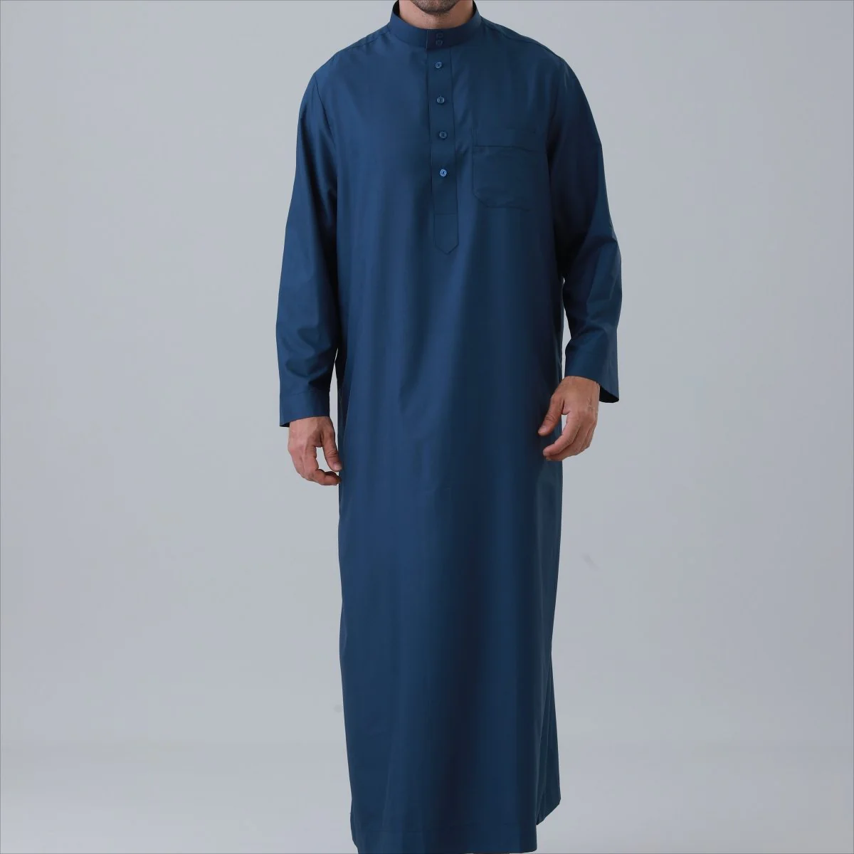 Men's Solid Color Thobe with Button Placket (MT036) - Image 16