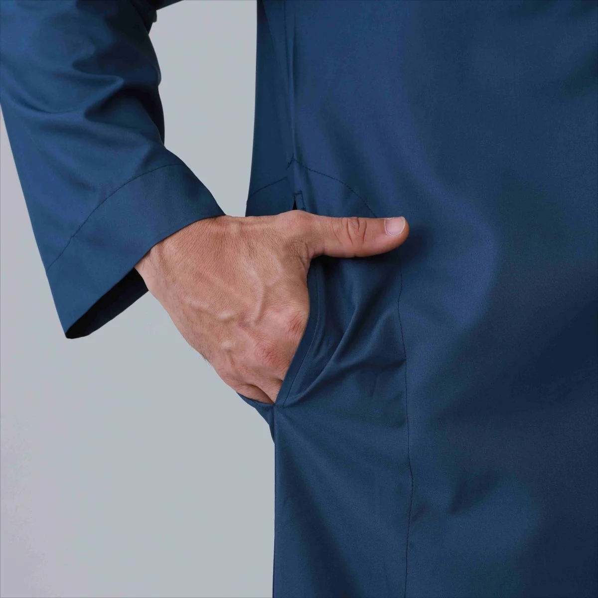 Men's Solid Color Thobe with Button Placket (MT036) - Image 20