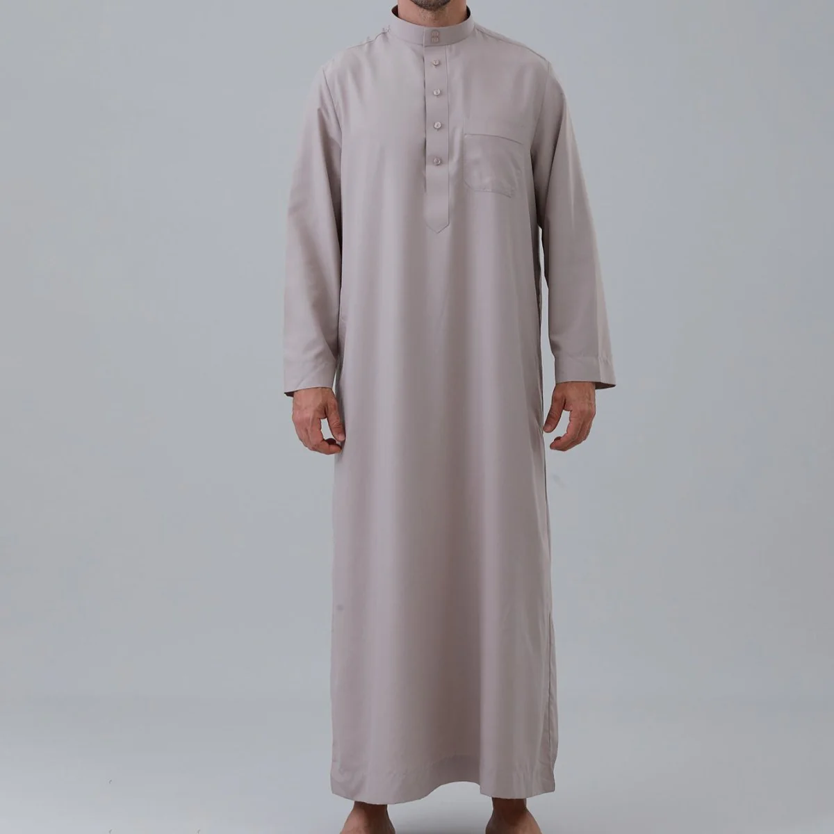 Men's Solid Color Thobe with Button Placket (MT036) - Image 8