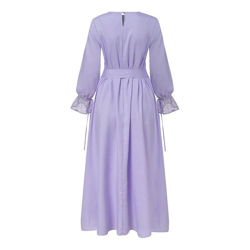 Mesh Panel Stretch Abaya with Belt (MA365) - Image 4
