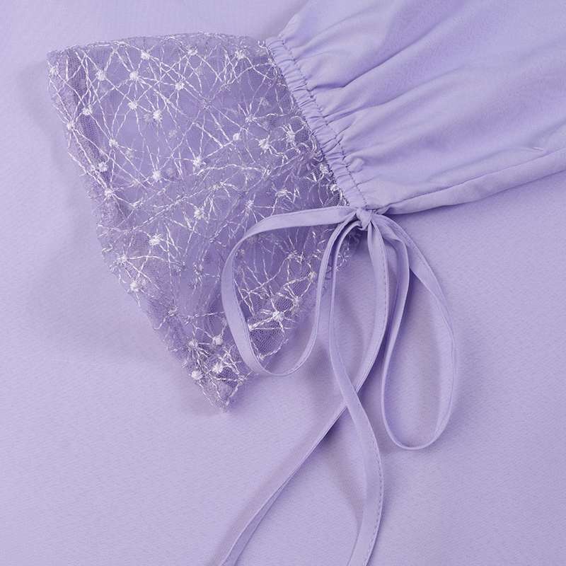 Mesh Panel Stretch Abaya with Belt (MA365) - Image 8