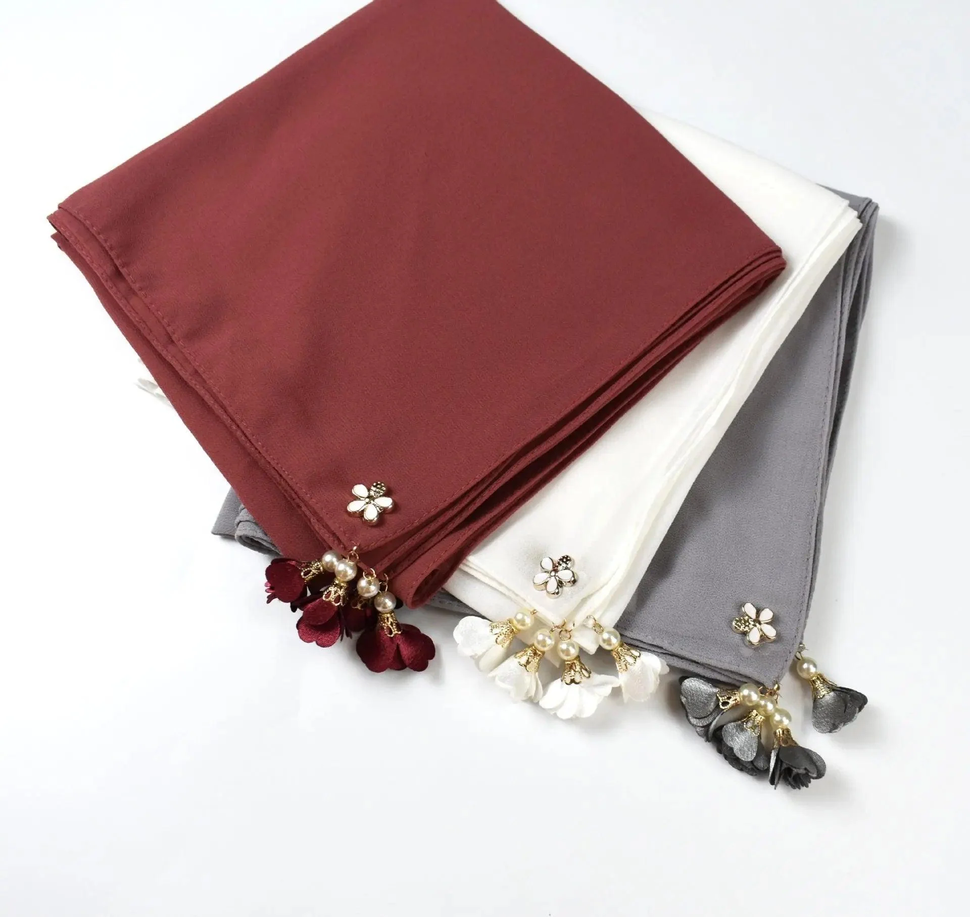Pearl chiffon square hijab scarf (MH030) - Image 3