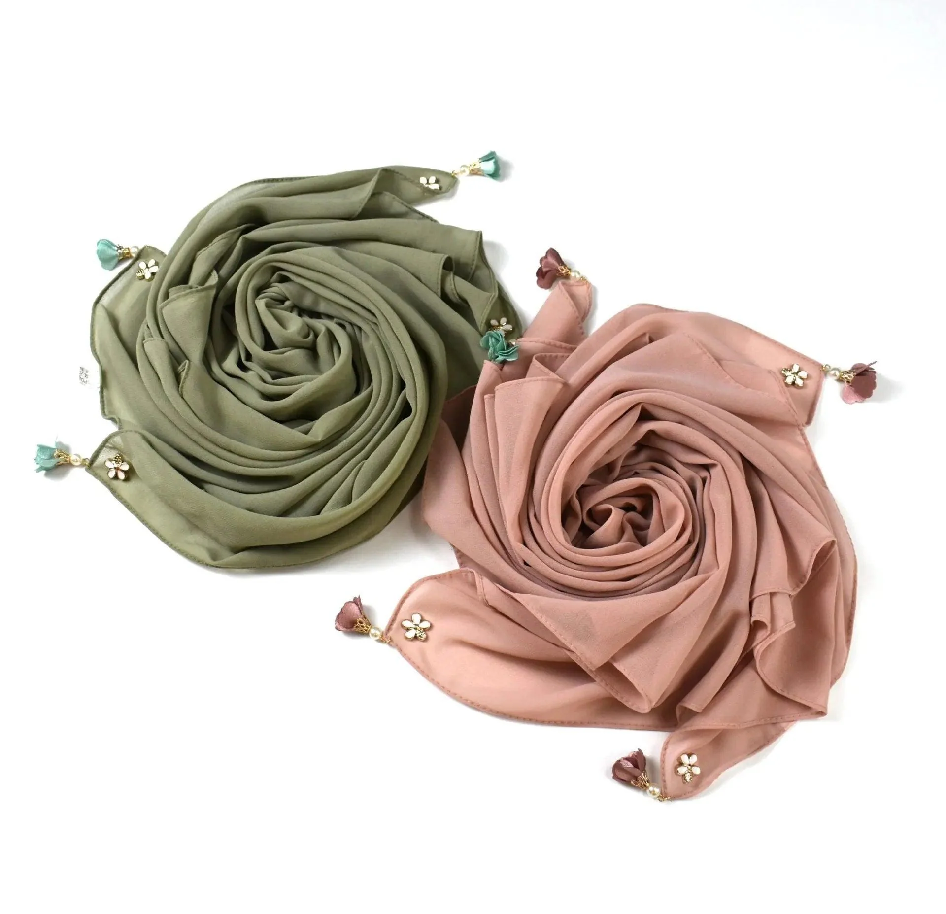 Pearl chiffon square hijab scarf (MH030) - Image 4