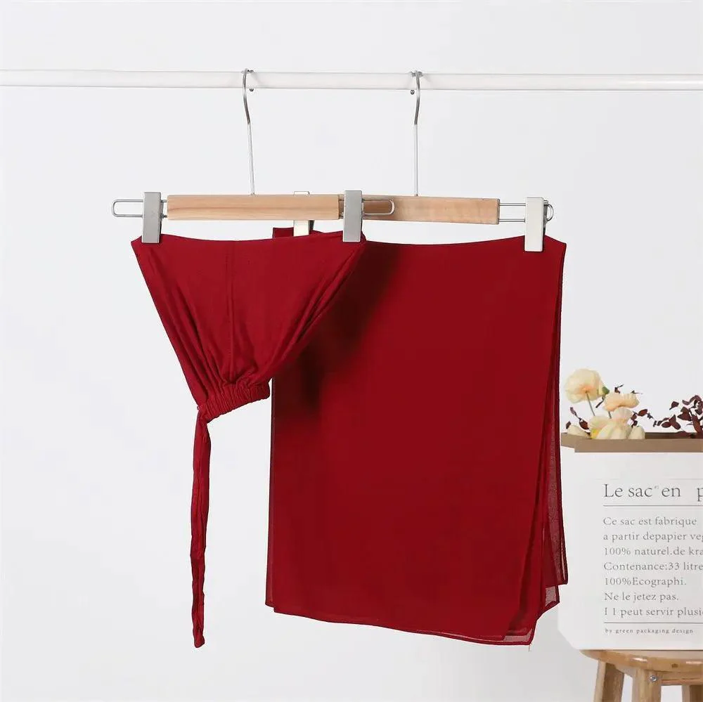 Chiffon Hijab with Cord Base Cap 2pcs Set (MH037) - Image 17