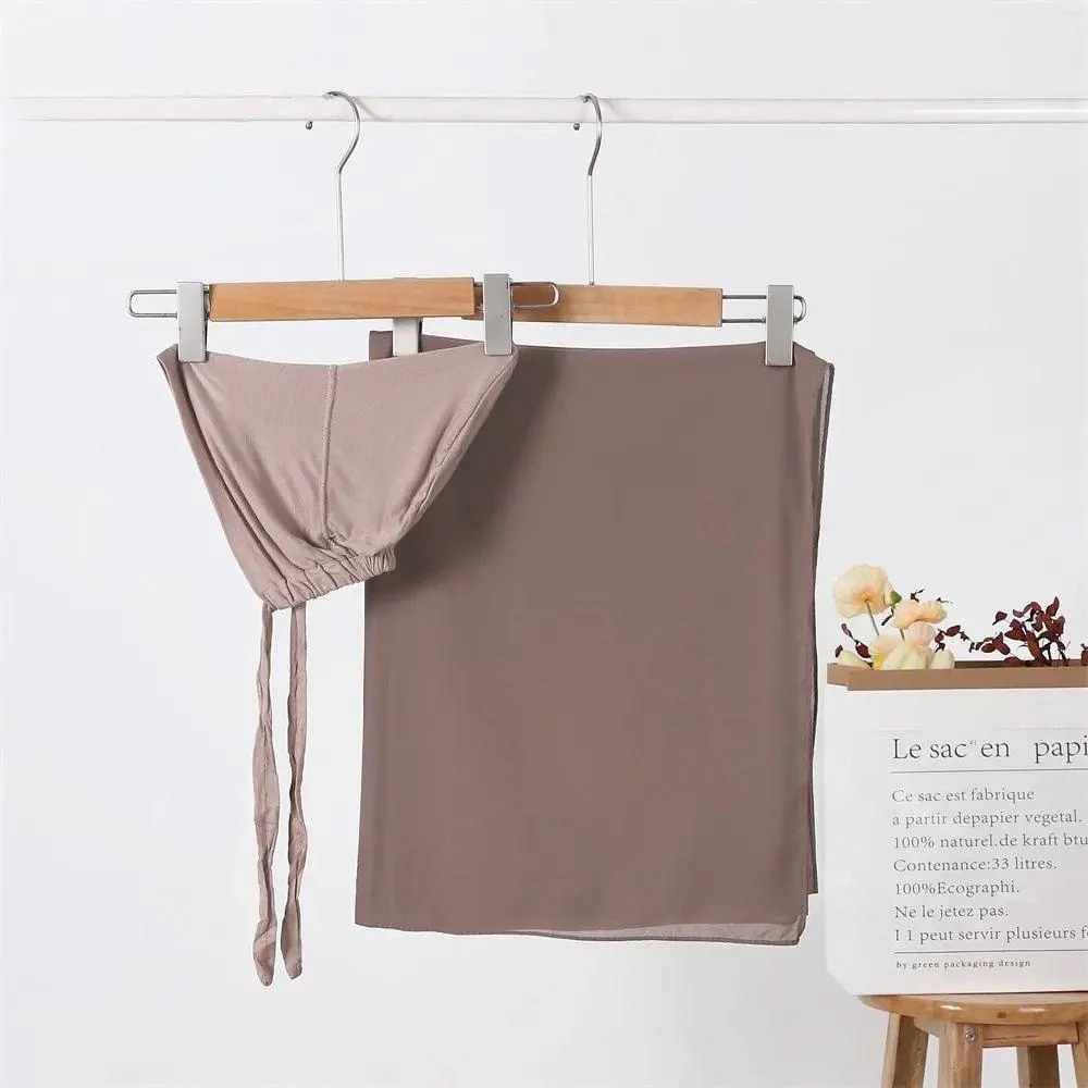 Chiffon Hijab with Cord Base Cap 2pcs Set (MH037) - Image 21