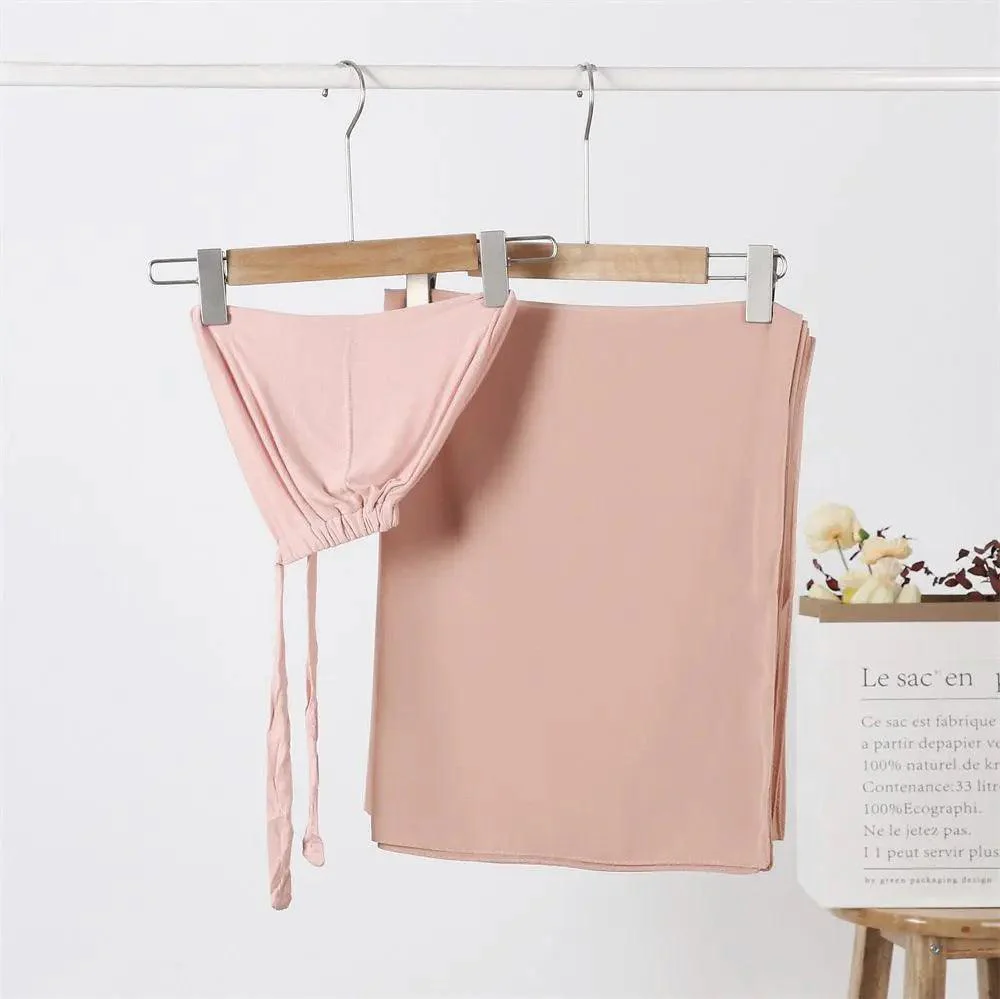Chiffon Hijab with Cord Base Cap 2pcs Set (MH037) - Image 30