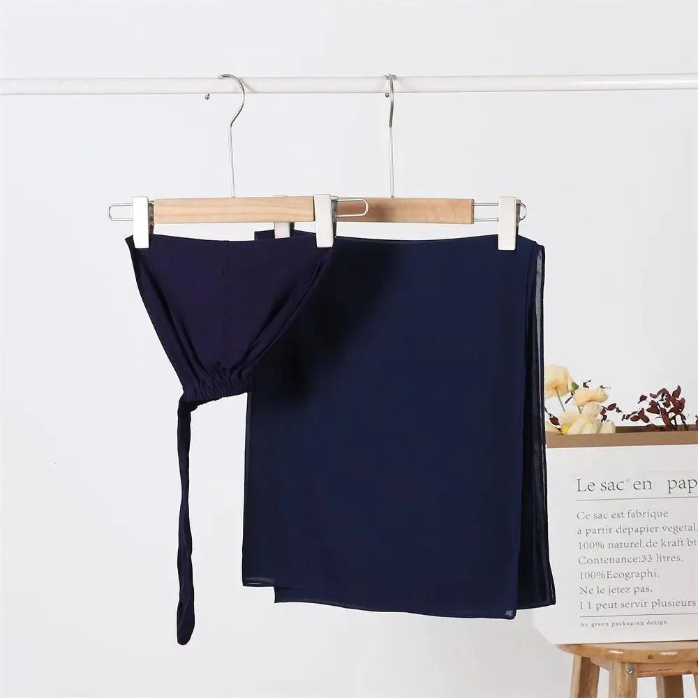 Chiffon Hijab with Cord Base Cap 2pcs Set (MH037) - Image 6