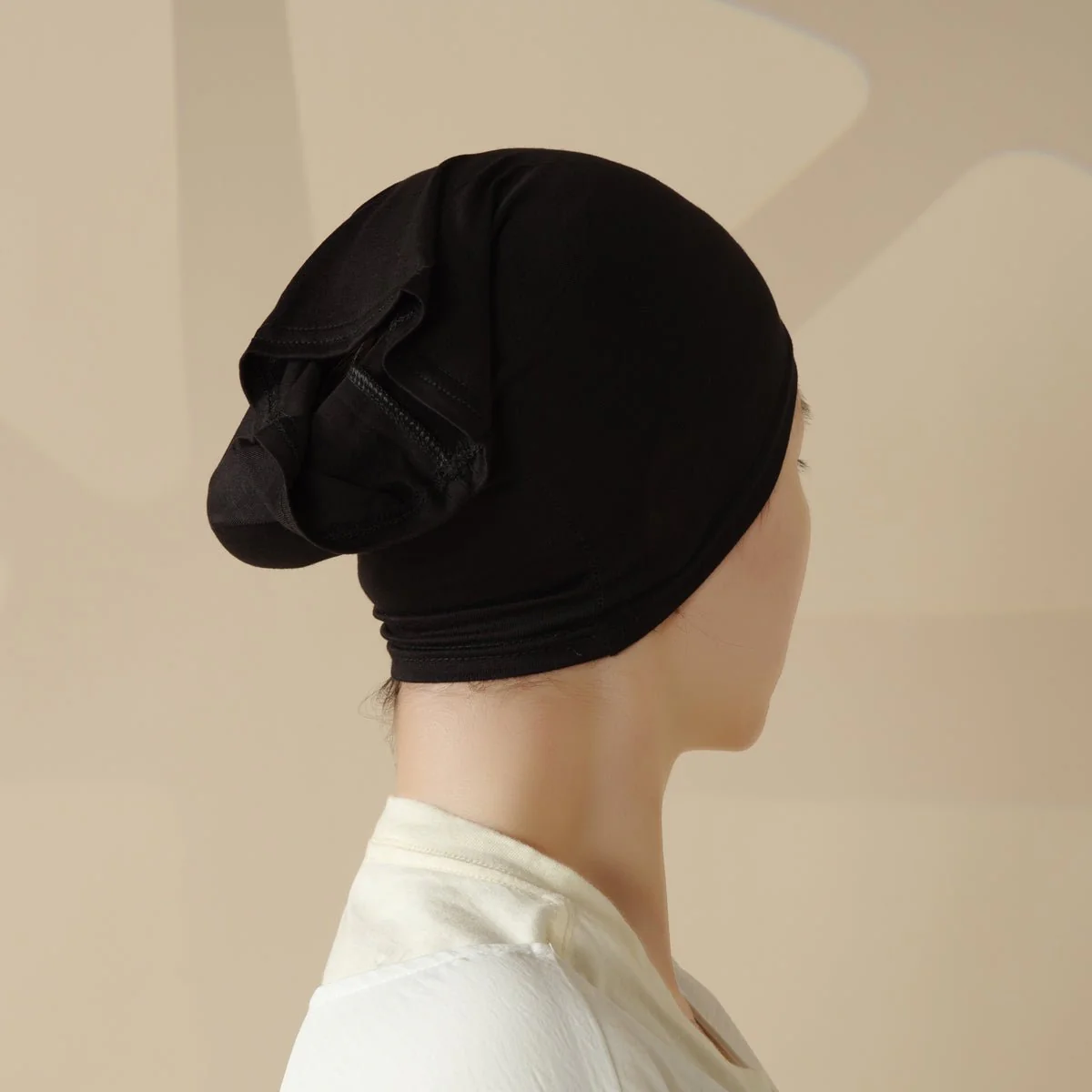 Solid Color Hijab With Basic Headscarf Cap (MH038) - Image 3