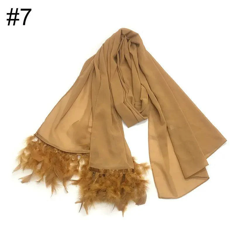 Chiffon Scarves Feather Scarf Hijab (MH039) - Image 12