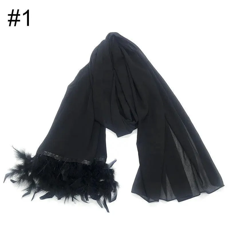 Chiffon Scarves Feather Scarf Hijab (MH039) - Image 6