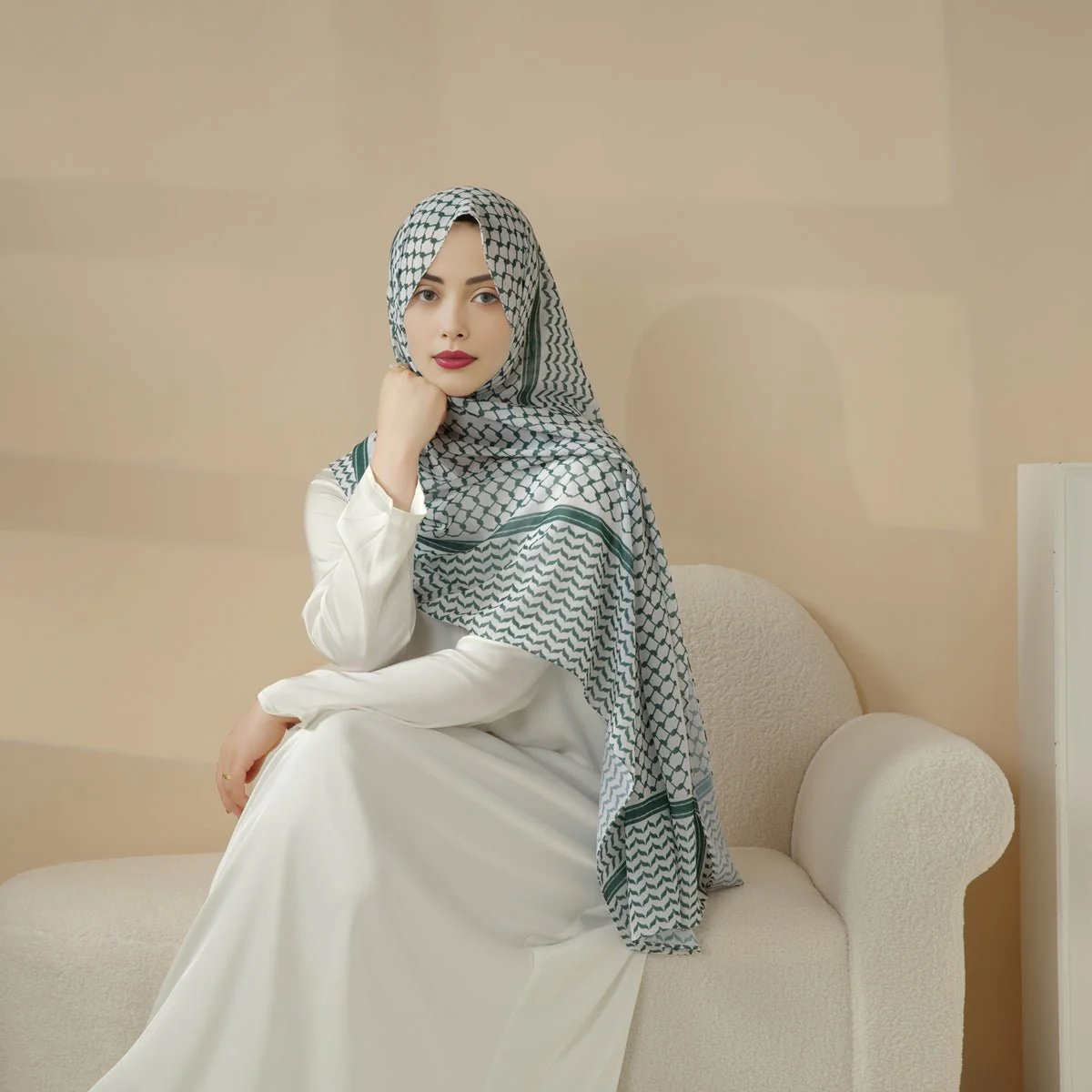 Chiffon Keffiyeh Hijab (MH045) - Image 4