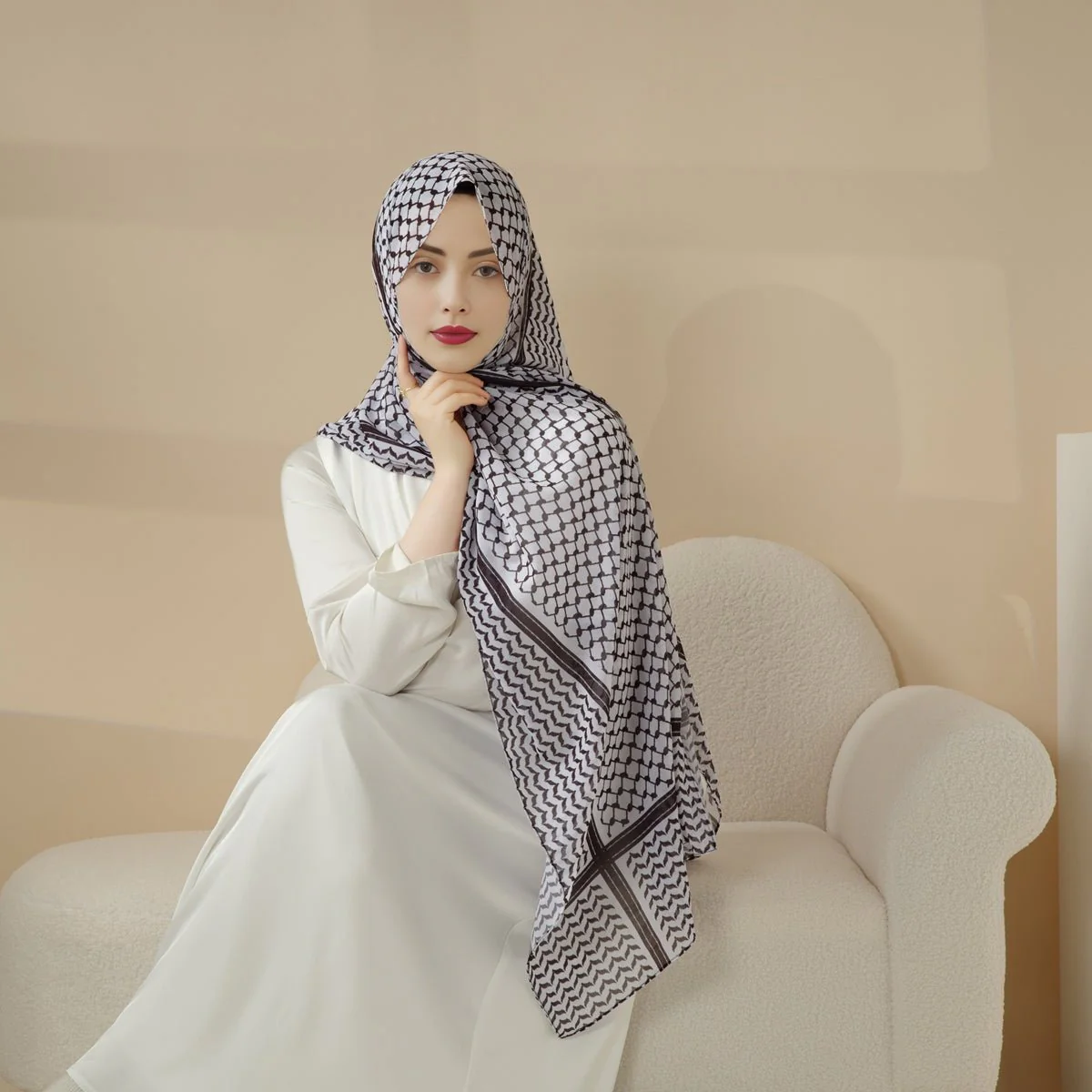 Chiffon Keffiyeh Hijab (MH045) - Image 6