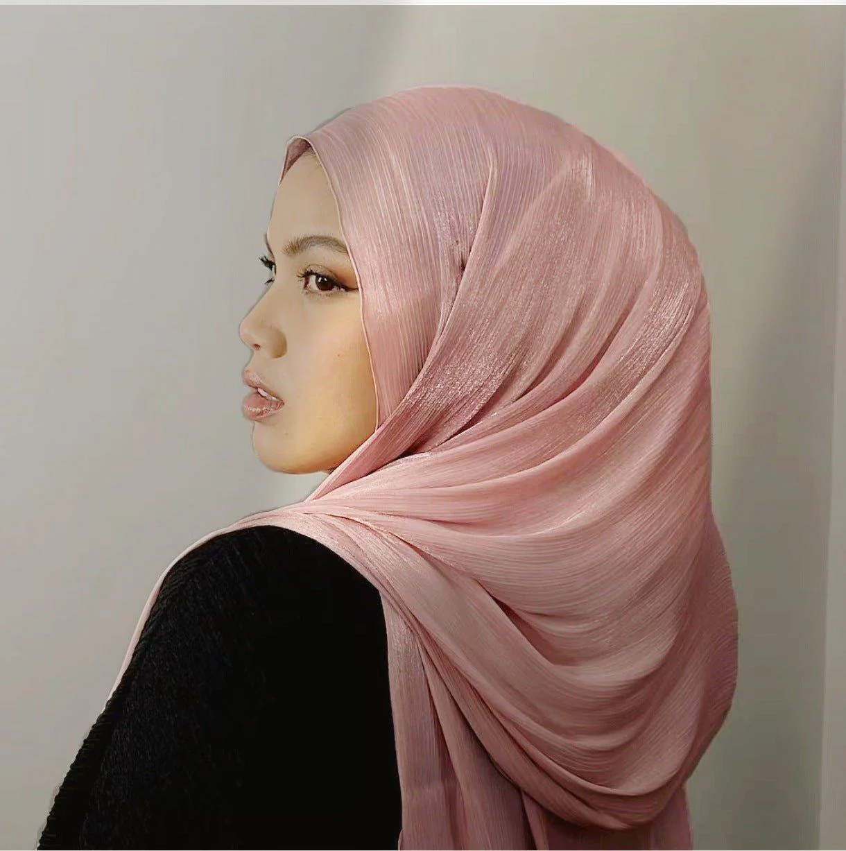 Solid Color Thin Plain Satin Long Hijab (MH051) - Image 2